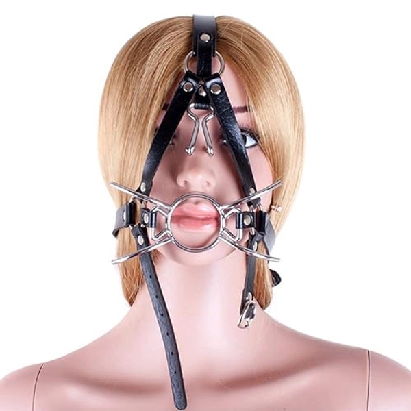 FST Metal Spider Ring Gag with Head Slave Harness Nose Hook Flirting Mouth Gags Sex Toys for Couple Adult Games Unisex Sex Products BDSM Play