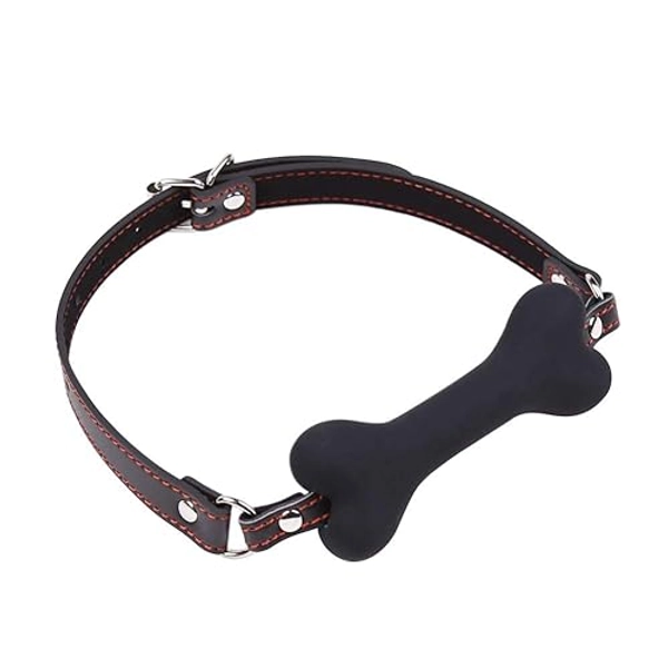 Dog Bone Mouth Gag Black Pet Bone Bite Ball Gag Bondage Silicone Restraint Slave SM Game for Lover Couple