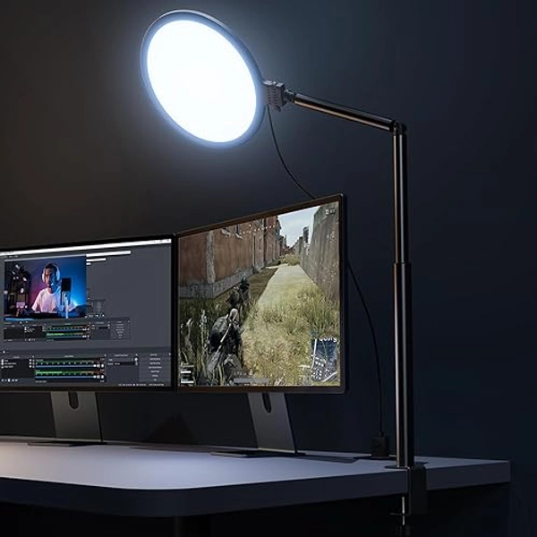 Weilisi 10.2" Desk Ring Light with Stand for Zoom Meetings, Ring Light for Desk with Clamp, 360° Rotate & Flexible Height Video Conference Light, Adjust Arm Desk Lamp Zoom Light for Home Office