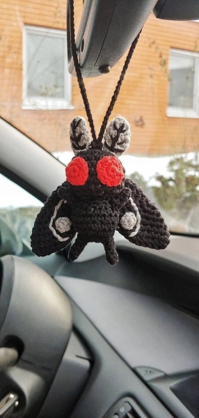 Moth plush, car Rear View Mirror, car hanging ornament,  spooky  horror gothic decor, Car Charm,  jeep accessories