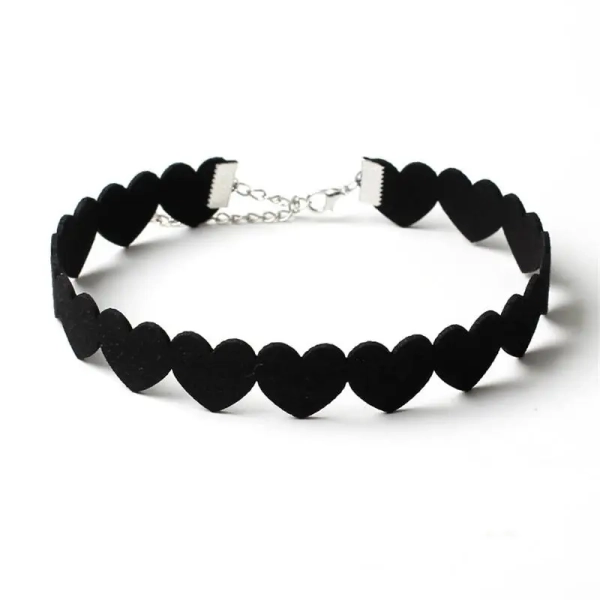 Jet Black Heart Choker Necklace for a Chic Gothic Look