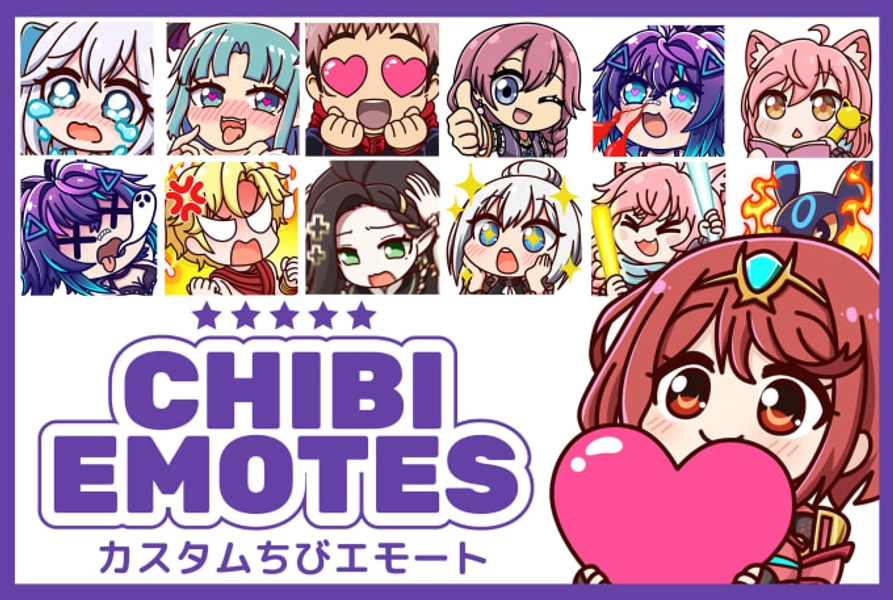 Custom chibi emotes for streams and Discord