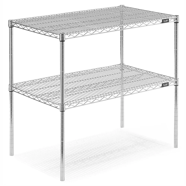 Two-Shelf Wire Shelving Unit - 36 x 24 x 34&quot;, Chrome