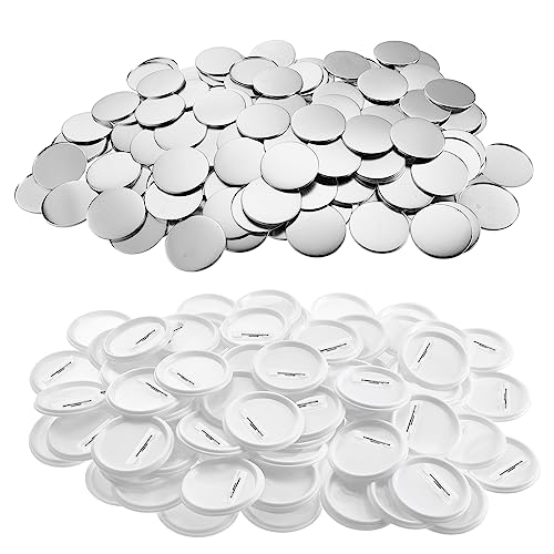 Alldeer 200 Sets 44mm/1.75 inch Button Making Supplies, Blank Pin Back Button Parts for Button Maker Machine 44mm, Round Badge Blank Button Pins Includes Metal Cover, Plastic Pin Backs, Plastic Film - 44MM Plastic Button Parts - 200 Sets