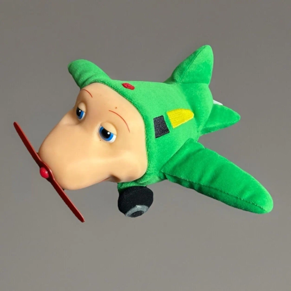 Vintage Y2K Jay-Jay the Jet Plane SNUFFY Green Airplane 9" Plush Stuffed Animal Toy 2000