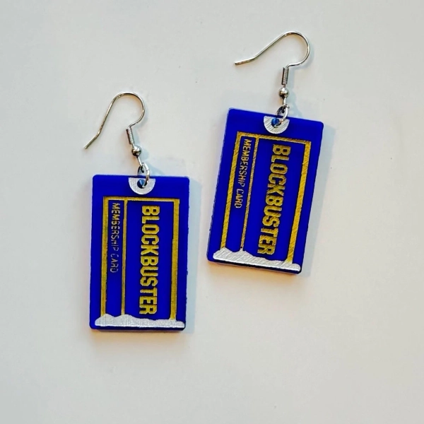 Blockbuster card earrings | blockbuster earrings | acrylic earrings | acrylic | handmade earrings | nostalgia