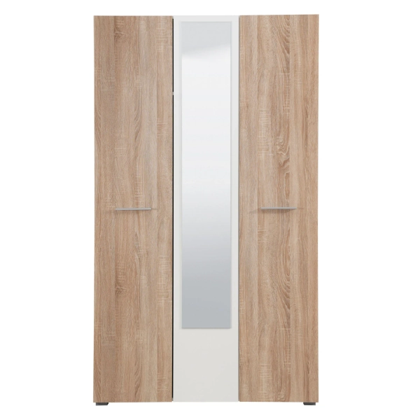 Dedeman Dulap dormitor Ritmo 3K1O, stejar sonoma + alb mat, 3 usi, cu oglinda, 114.5 x 51.5 x 200 cm, 3C - Dedicat planurilor tale