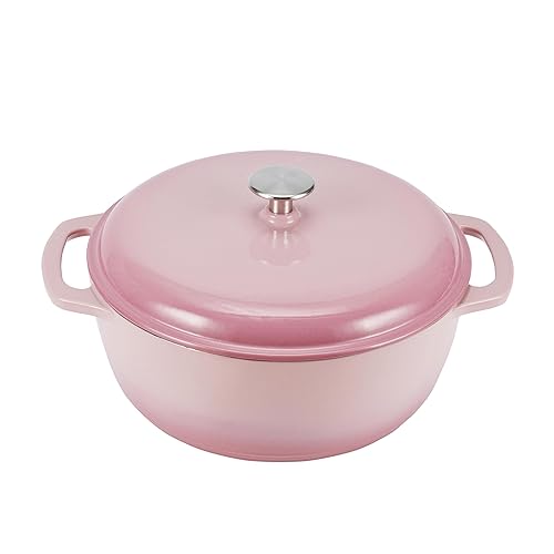 Amazon Basics Enameled Cast Iron Covered Dutch Oven, 6-Quart, Teal - Blue 7.3-Quart Oven