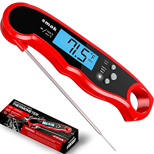 Digital Instant Read Meat Thermometer - Waterproof Kitchen Food Cooking Thermometer with Backlight LCD - Best Super Fast Electric Meat Thermometer Probe for BBQ Grilling Smoker Baking Turkey - Chilli