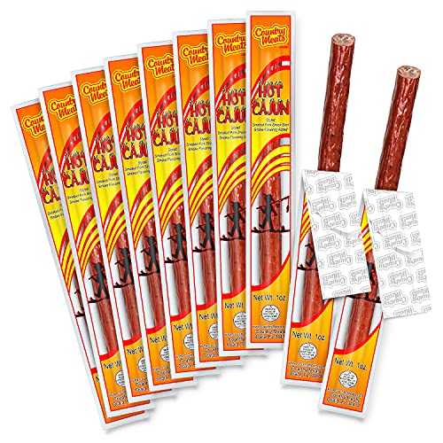 Country Meats, Meat Sticks, 0 Trans Fat, USDA Certified, Good Source of Protein, Carb Conscious Snack (10 Meat Sticks, Country Delight) - Hot Pack