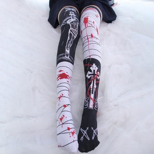 Spooky Cute Stockings - Bloody Cross Stockings