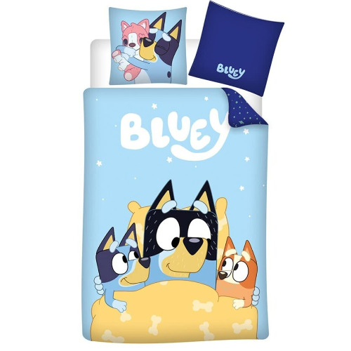 Bluey Omkeerbare Beddenset, Dekbedovertrek 140x200 cm + Kussensloop 65x65 cm, 100% Katoen