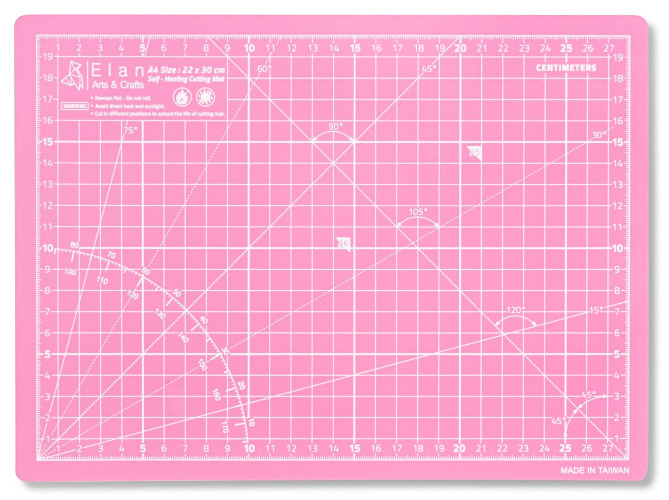 Elan 5-laagse Snijmat Roze en Lila A4, Zelfhelende 3 mm Snijmat, Knutselmat met Dubbelzijdig Raster, Metrische Snijonderlegger voor Quilten, Naaien, Patchworken, Scrapbooken, enz. 30 x 22 cm - A4