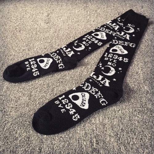 Black Harajuku Ouija Themed Socks - Black / free size