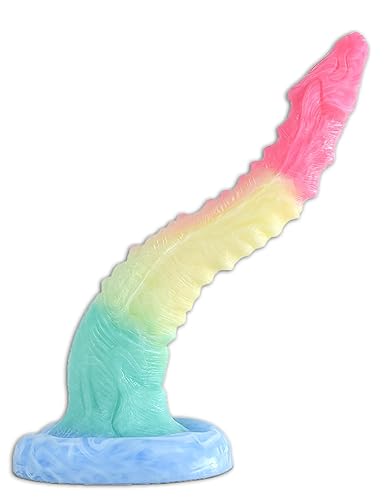 Dragon Dildo 10inch Long Curve Anal Dildo, Thin Fantastic Pink Suction Cup Dildos Anal Butt Plug Adult Toys Dildo for Beginners Women Men Gay - Pink-Yellow