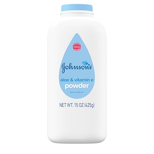 Johnson's Baby Powder, Naturally Derived Cornstarch with Aloe & Vitamin E for Delicate Skin, Hypoallergenic and Free of Parabens, Phthalates, and Dyes for Gentle Baby Skin Care, 15 oz - Aloe & Vitamin E - 15 Ounce (Pack of 1)
