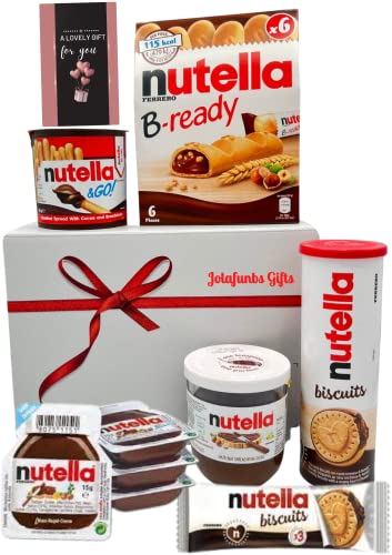 Nutella Ultimate Selection Box Gift hamper-Lovely Card,Chocolate Spread Jar,Nutella biscuits,Nutella B-Ready,Nutella And Go, Hazelnut Biscuit & More - The Perfect Nutella Gift Set for Nutella Lovers.