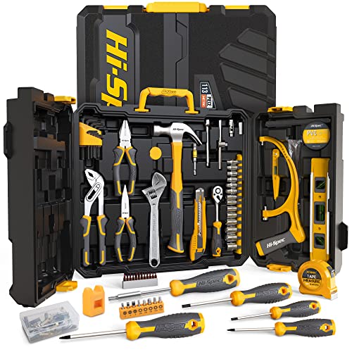 Hi-Spec Caja de Herramientas con 113 Piezas. Herramientas de Mano para Bricolaje, Mantenimiento, Mecánica, y Reparación Del Hogar, Oficina, y Automóvil. Con Maletin de Almacenamiento - 113 Piezas