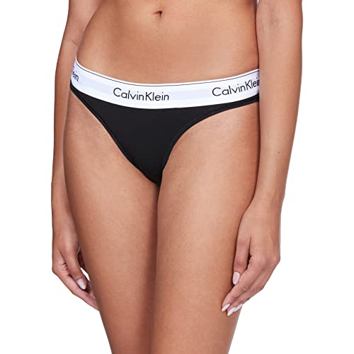 Calvin Klein Tanga para Mujer Thong con Stretch - S - Negro