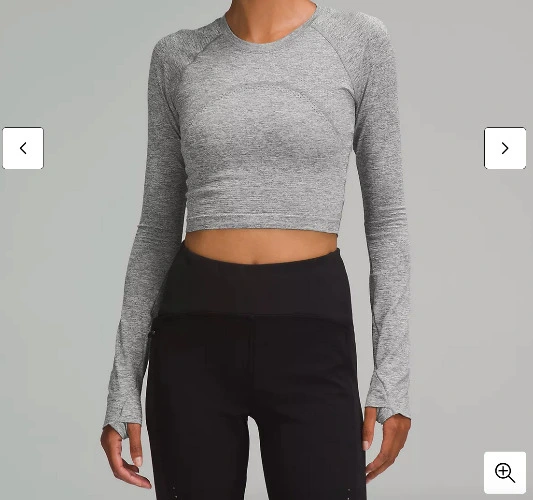 Swiftly Tech Cropped Long-Sleeve Shirt 2.0 - Spandex Stripe Black/White - 2