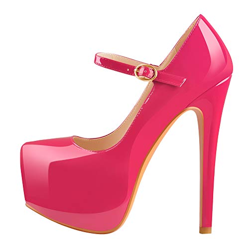 Only maker Damen Plateau Riemchenpumps Mary Jane High Heels Stilettos - 42 EU - Pink