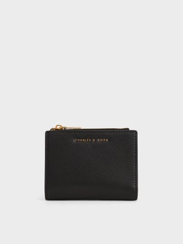 Black Mini Top Zip Small Wallet | CHARLES & KEITH