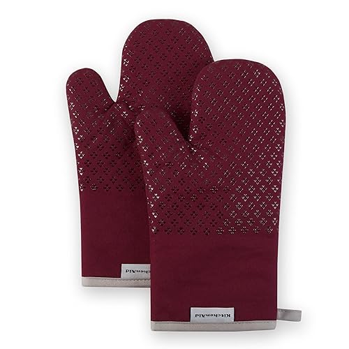 KitchenAid Asteroid Oven Mitt Set, Dried Rose - Cobalt Blue