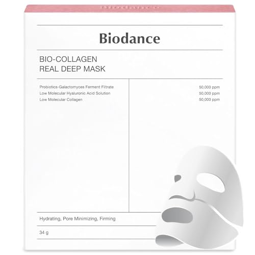 BIODANCE Bio-Collagen Real Deep Mask, Hydrating Overnight Mask, Pore Minimizing, Elasticity Improvement, 34g x4ea - 4 Count (Pack of 1) - 4.0