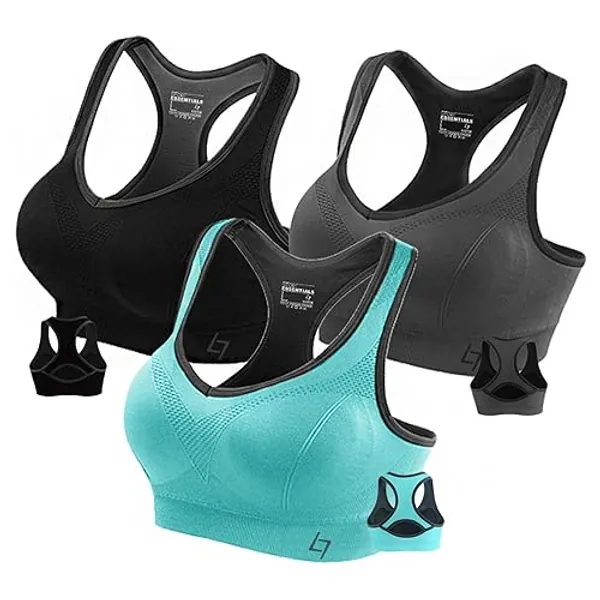 FITTIN Racerback Sports Bras for Women - Padded Seamless Support Bra for Yoga Gym Workout Fitness