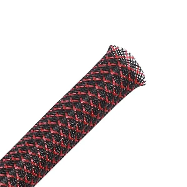 25ft - 1/4 inch PET Expandable Braided Sleeving – BlackRed – Alex Tech Braided Cable Sleeve