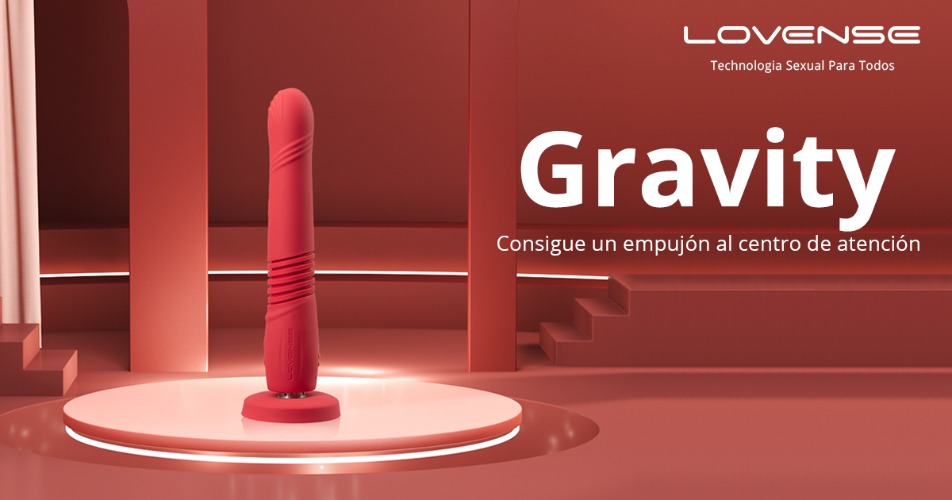 Gravity de Lovense®: Consolador vibrador y de empuje realista con control remoto.