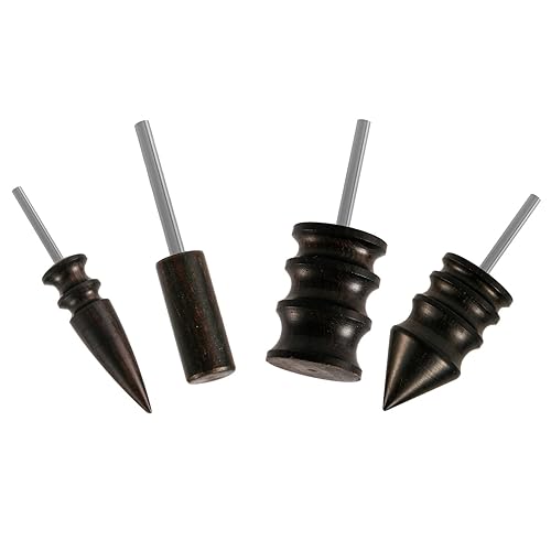 4pcs Leather Burnisher Bits for Rotary Tool, 4 Styles Leather Burnishing Tool Polished Head Ebony Burnishing Machine Accessories for Leather Craft Edges (Style 2) - Style 2