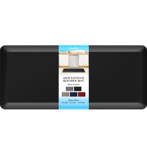 StepRite 4/5 Inch Thick Kitchen Mat Anti Fatigue Mat Kitchen Rugs Kitchen Decor Non-Slip, Stain Resistant, Waterproof Kitchen Mats Desk Mat for Kitchen, Office, Workshop, Black, 17'' x 39'' - Black 39*17.3''（4/5 inch）