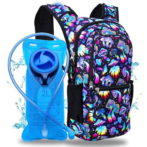 Sojourner Hydration Pack, Hydration Backpack - Water Backpack with 2l Hydration Bladder, Festival Essential - Rave Hydration Pack Hydropack Hydro for Hiking, Running, Biking, Festival Gear - Mushroom Magic