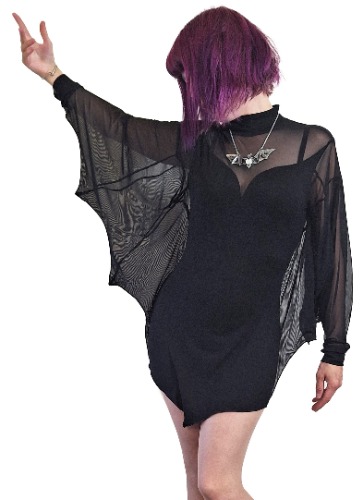 Necessary Evil Cybele Mini Dress with Bat Wing Effect Sleeves | UK 18 (XXL)