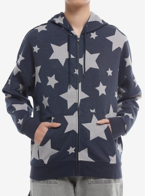 Social Collision® Dark Blue & Grey Star Girls Hoodie | Hot Topic