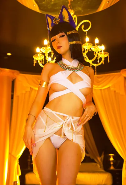 Halloween Bastet Anubis Mummy Sexy Lingerie Set Cat Style Lace-up Tops and Panty Set with Tulle Skirt