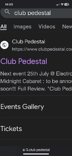 Ticket for club pedestal 