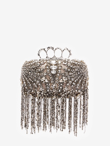 Exploded Victorian Jewel Knuckle Clutch in Silver | Alexander McQueen GB