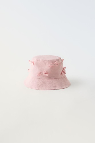 BOW DETAIL TWILL BUCKET HAT
