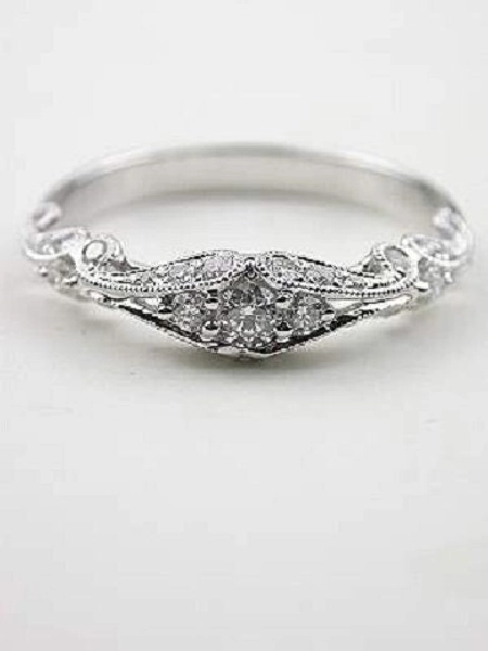1890s Art Deco diamond wedding ring, Vintage diamond eternity ring, antique diamond band, moissanite band stacking band ring engagement ring