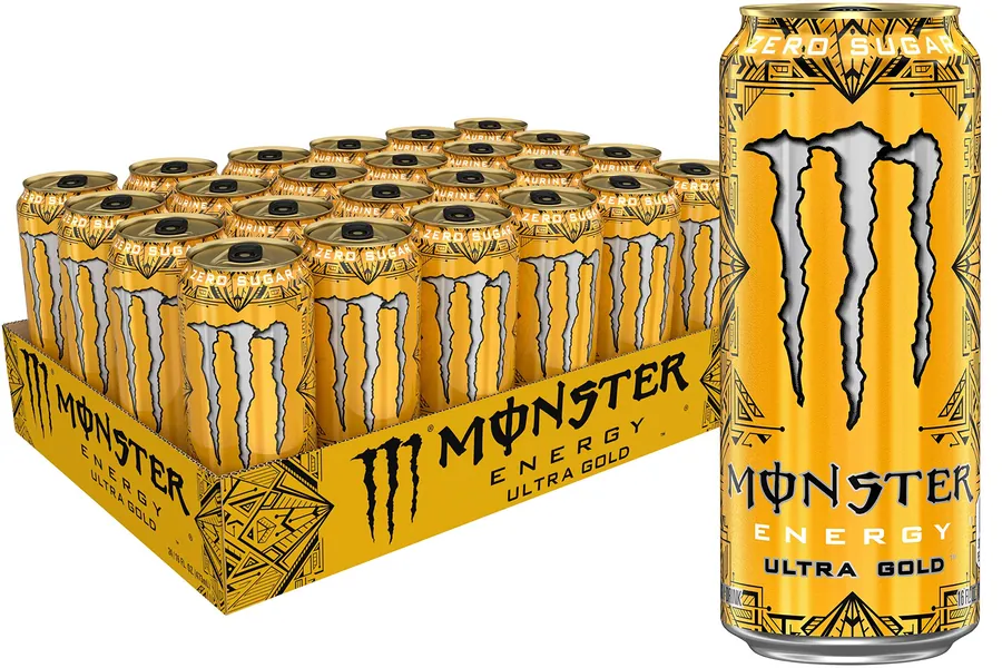 Monster Energy Ultra Gold, Sugar Free Energy Drink, 16 Ounce (Pack of 24)