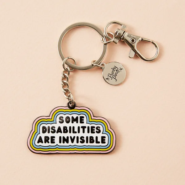 Some Disabilities are Invisible Enamel Keyring // Key Chain // Spoonie, chronic illness gift // Fibro, Autism, DID, C-PTSD Invisible Illness