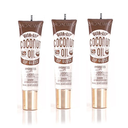 Broadway Vita-Lip Clear Lip Gloss 0.47oz/14ml (BCLG0201- Rosehip Oil), Pack of 3 - Coconut