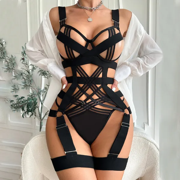 Gothic Strappy Lingerie Set