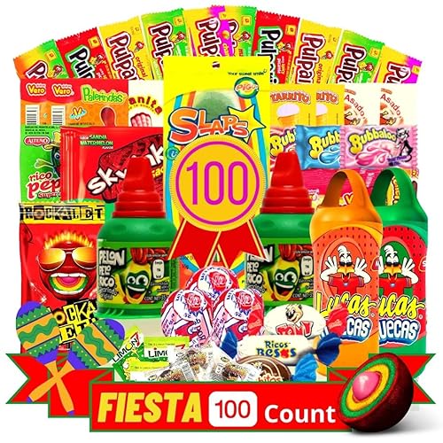 Las Posadas Mexican Candy Assortment – 100 PCs – Spicy, Sweet, Sour Dulces Mexicanos Assortment Pack – Mexican Snacks for Kids and Adults (Fiesta Pack) - Fiesta Pack 100