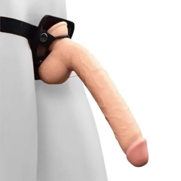 Sexy Emporium Large Realistic 10 Inch Strap On White Dildo with Black Harness