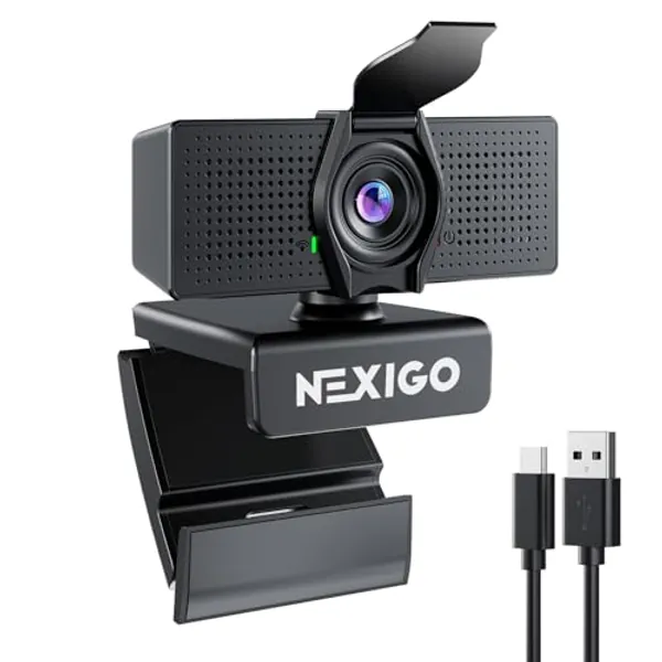 NexiGo N60 Pro (Gen 2) 1080P Webcam with Distortion-Free Lens, USB 3.0 to Type-C Data Cable, Noise Reduction Mic & Privacy Cover, for Zoom/Skype/Teams/Webex, Laptop MAC PC Desktop