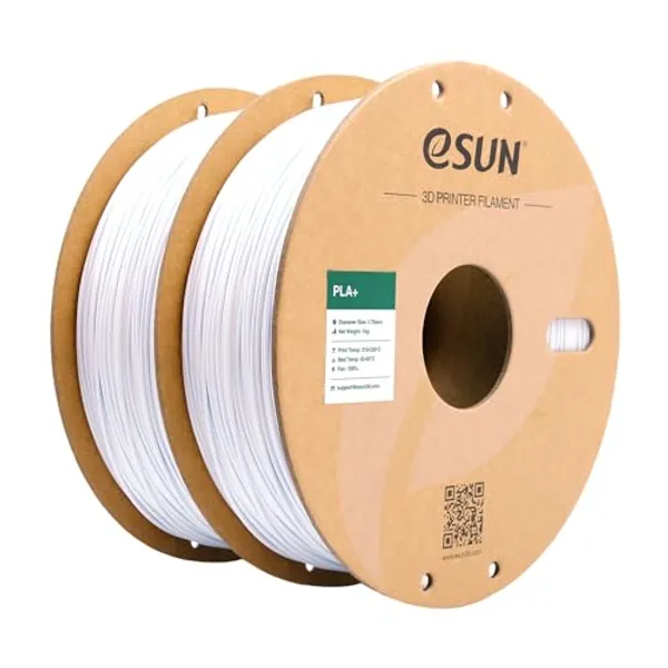 eSUN PLA+ Filament 1.75mm, 3D Printer Filament PLA Plus, Dimensional Accuracy +/- 0.03mm, 1KG per Spool, 2 Spools 3D Printing Filament, Cold White