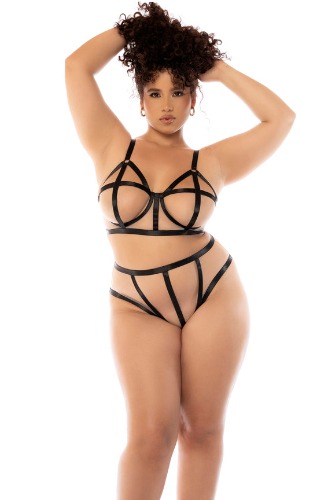 Mapale 8849X Plus Size Havana Two Piece Set - 3/4X / Nude/Black